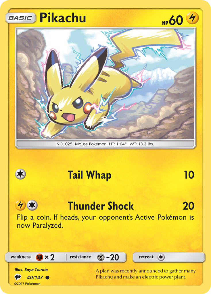 Pikachu (40/147) [Sun & Moon: Burning Shadows] - Waypoint Games CA