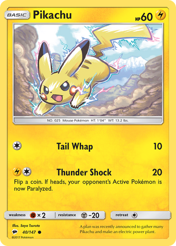 Pikachu (40/147) [Sun & Moon: Burning Shadows] - Waypoint Games CA