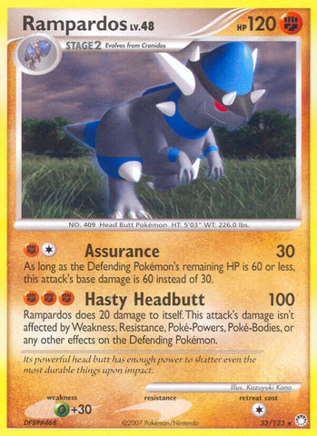 Rampardos (33/123) (Cosmos Holo) (Theme Deck Exclusive) [Diamond & Pearl: Mysterious Treasures] - Waypoint Games CA