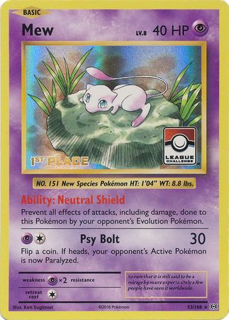 Mew (53/108) (League Promo 1st Place) [XY: Evolutions] - Waypoint Games CA