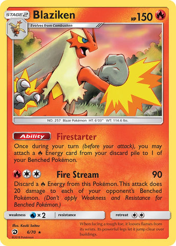 Blaziken (6/70) (Theme Deck Exclusive) [Sun & Moon: Dragon Majesty] - Waypoint Games CA
