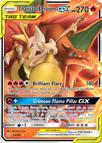 Charizard & Braixen GX (22/236) [Sun & Moon: Cosmic Eclipse] - Waypoint Games CA